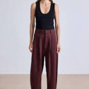 Apiece Apart Bari Cropped High Waist Barrel Trouser Linen Cotton Size 8 Rosewood